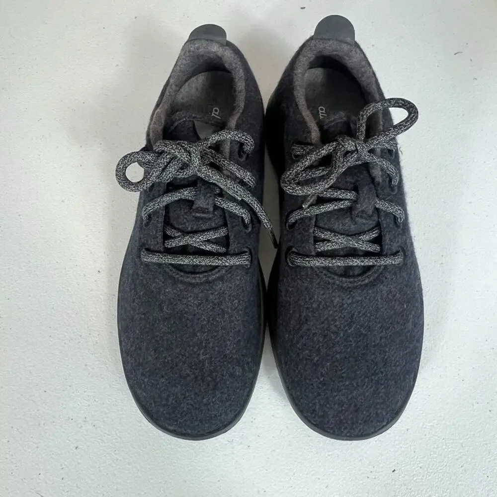 Allbirds Sneakers Shoe Mens 8 Influencer Grey Black Wool Lace Up Lightweight